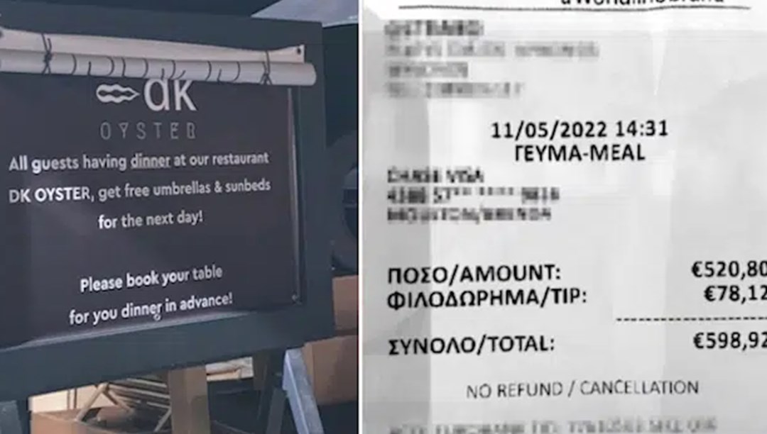 İki içecek ve bir yengeç bacağına 600 euro hesap ödeyen turistler restorana dava açtı