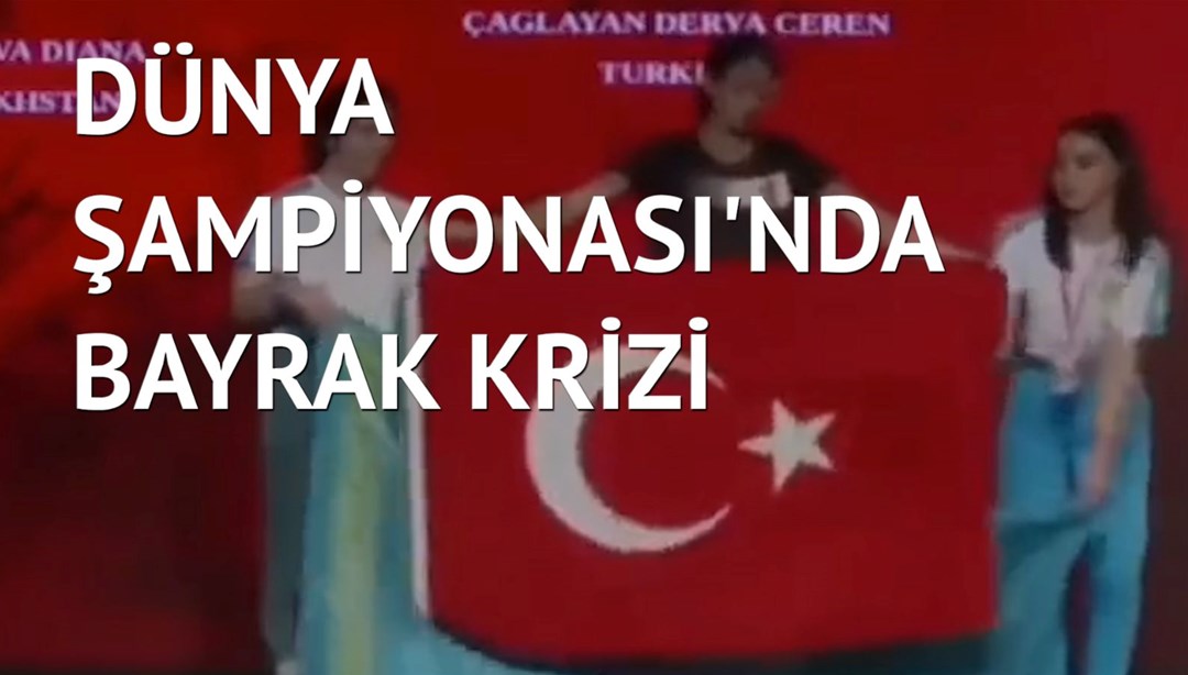 Dünya şampiyonu olan milli sporcu Kazaklara Türk bayrağıyla ders verdi