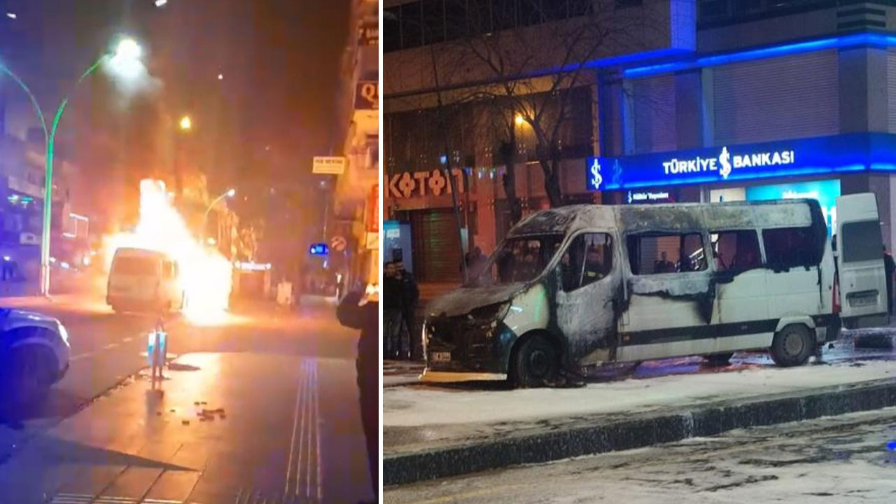 Diyarbakır’da minibüs cayır cayır yandı!